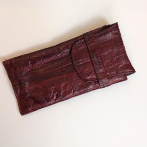 Vintage Aphordite Eel Sunglasses or Glasses Case Fold Over Cover Burgundy Brown